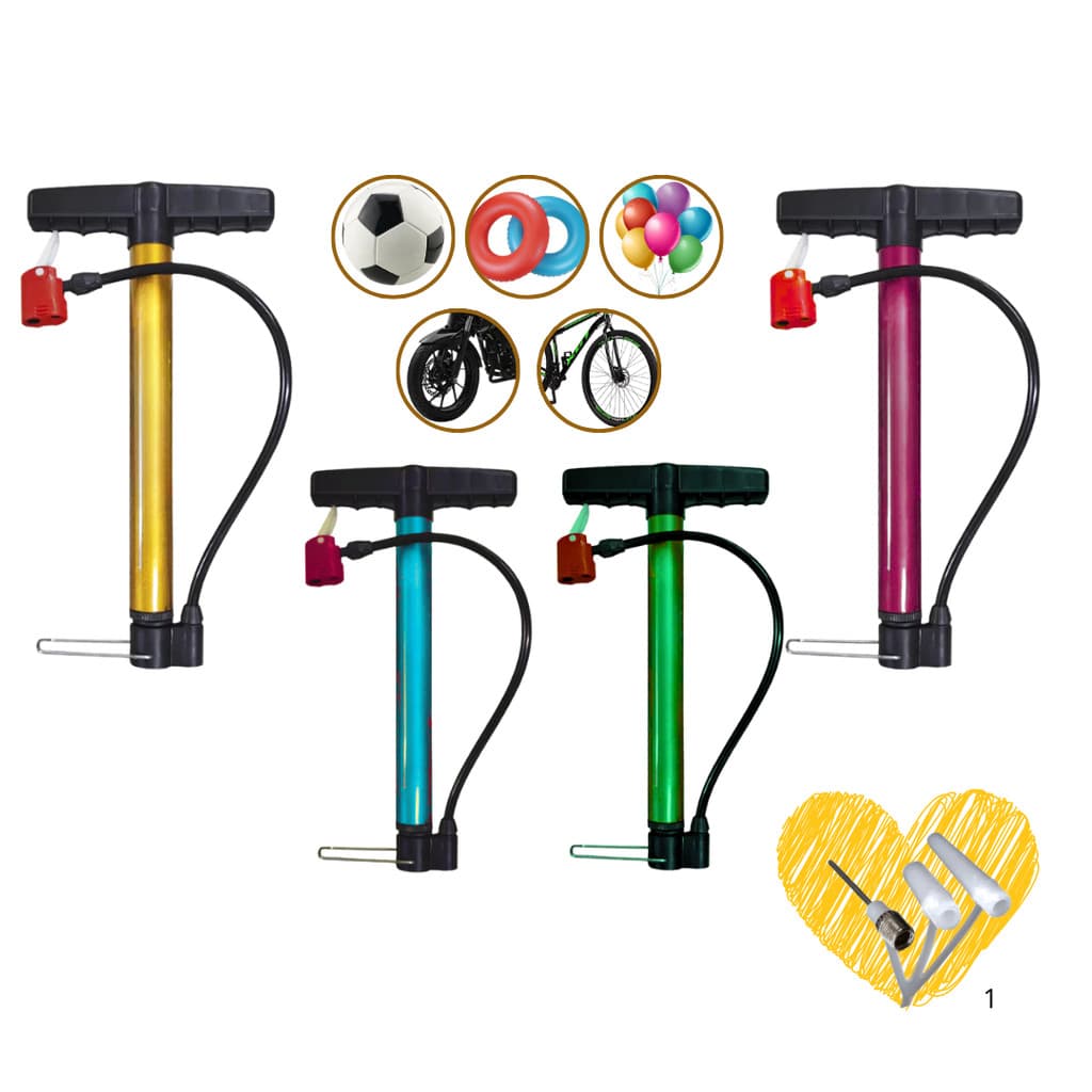 Bomba de Ar Metal Para Encher Pneu Bicicleta Bolas e Boia 30cm Portátil Forte Compacta