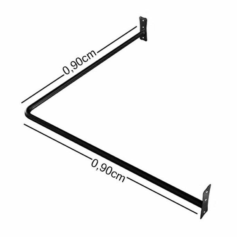 Suporte Para Cortina Box Varão em L Canto Parede 90x90cm , Varias Cores Banheiro Loja