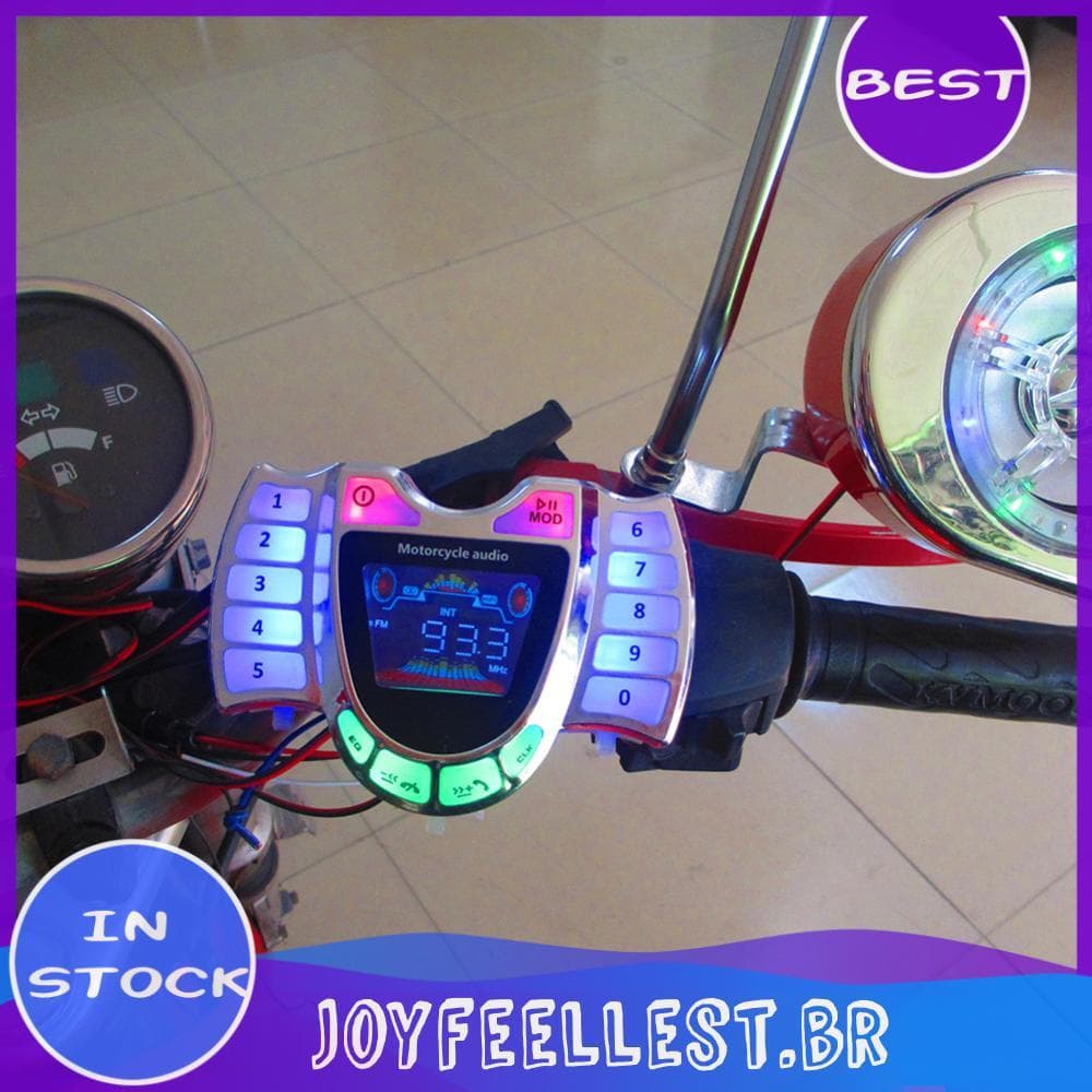 Alto-Falantes Estéreo Com Sistema Bluetooth Para Motocicleta Carregador USB De Rádio FM Viva-Voz