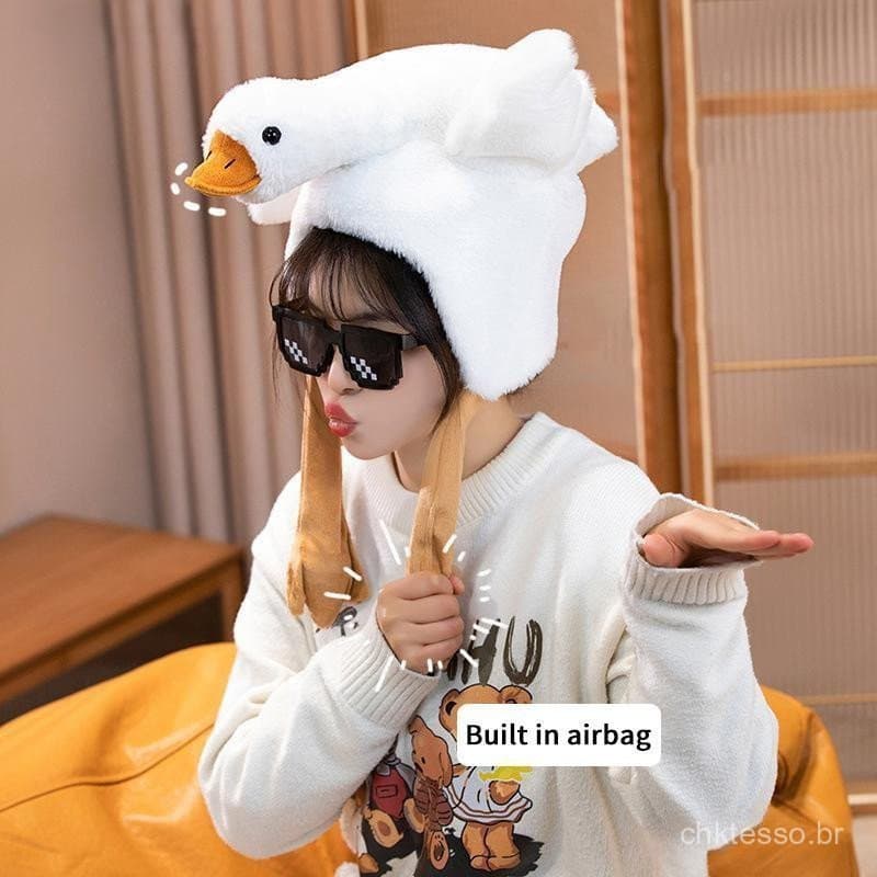 [GrandLarge] Chap茅u Em Movimento Com Orelha De Pato De Ganso Divertido Fofo Animal De Pel煤cia Quente Ador谩vel LED Brilha