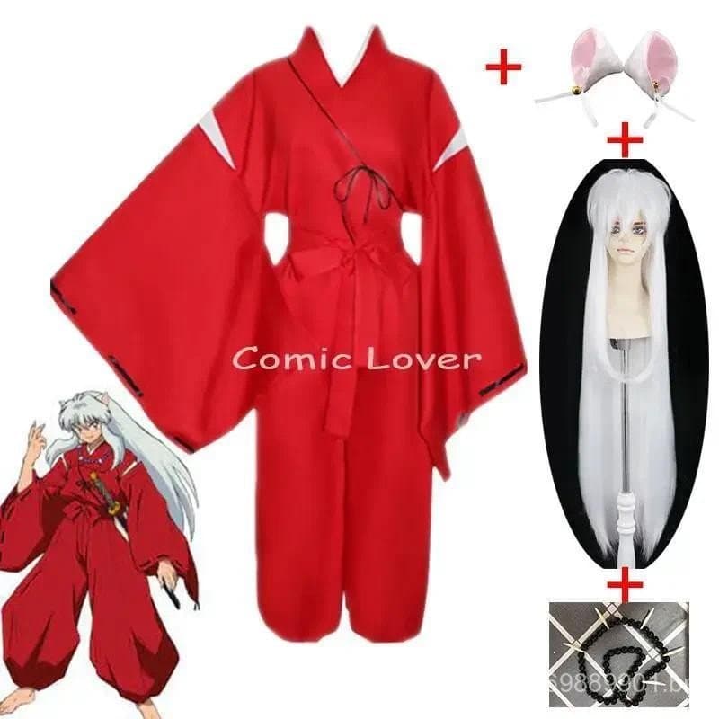 Fantasia de Cosplay do Anime Inuyasha para Halloween e Carnaval, Trajes Engraçados Completos Incluindo Terno Vermelho, P