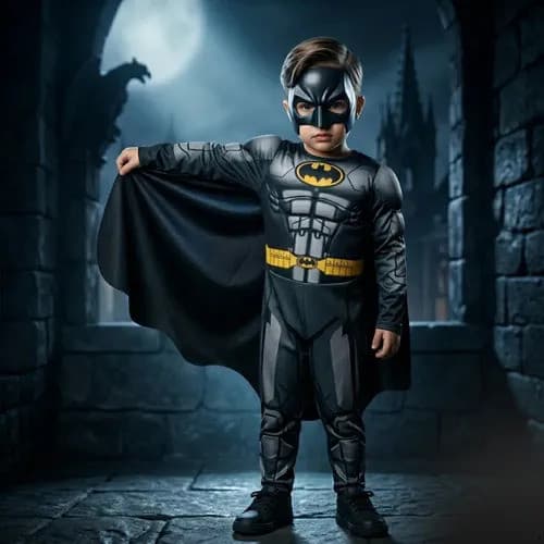 Fantasia Infantil Batman Super Herói Com Capa E Mascara