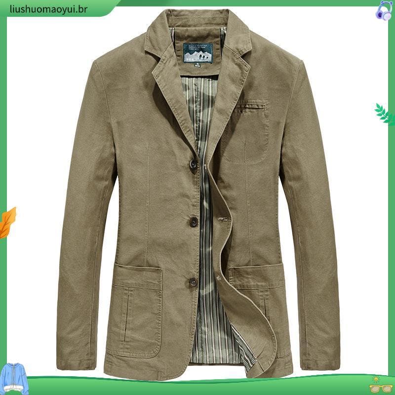 Blazers Casuais Americanos Masculinos Para Outono Inverno Grandes Jaquetas Comerciais De Botão De Cor Sólida