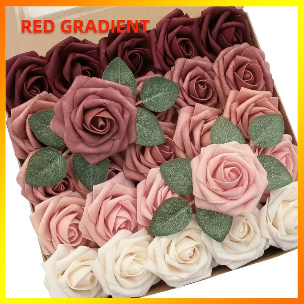 Flores Falsas Decorativas Gradientes Rosas De Espuma Pe Naturais Estáveis Tridimensionais Com Hastes Para Decoração De P