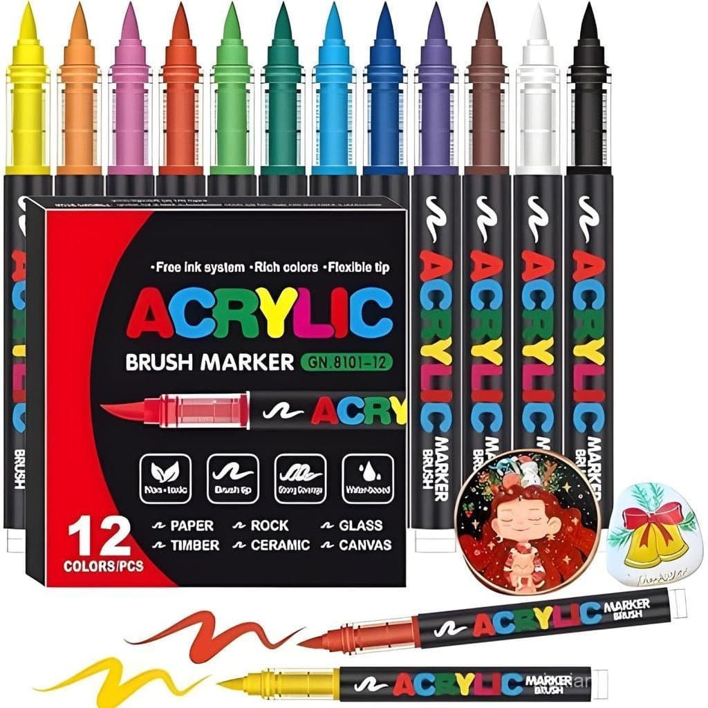 Conjunto de 12/24/36/48 pincéis de arte com pontas macias, adequados para sobreposição de camadas e mistura de cores LGV