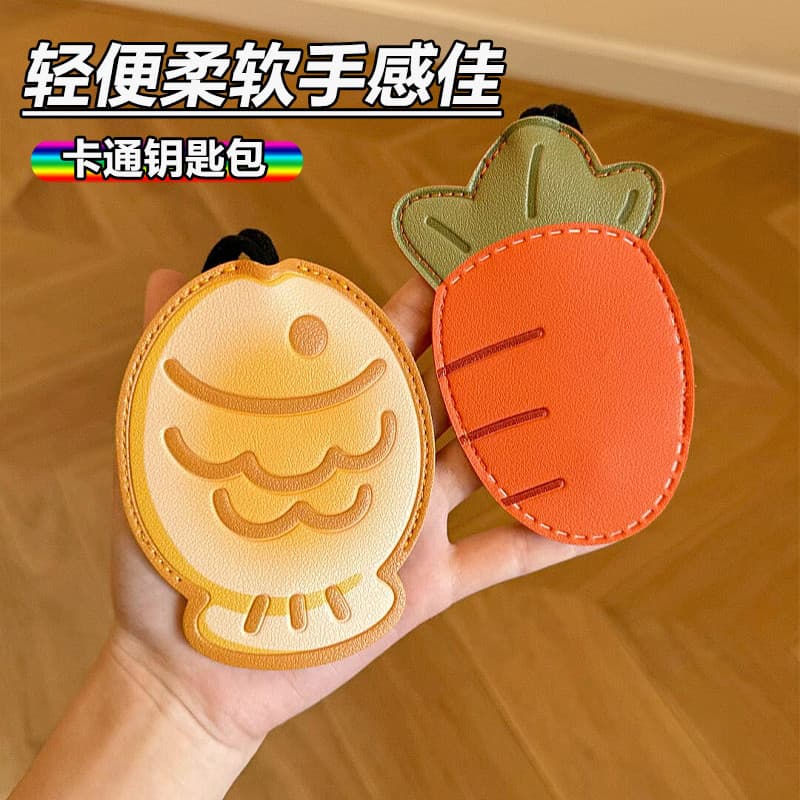 Taiyaki caso chave de controle de acesso caso de cartão Pull-out caso chave do carro dos desenhos animados bonito cordão