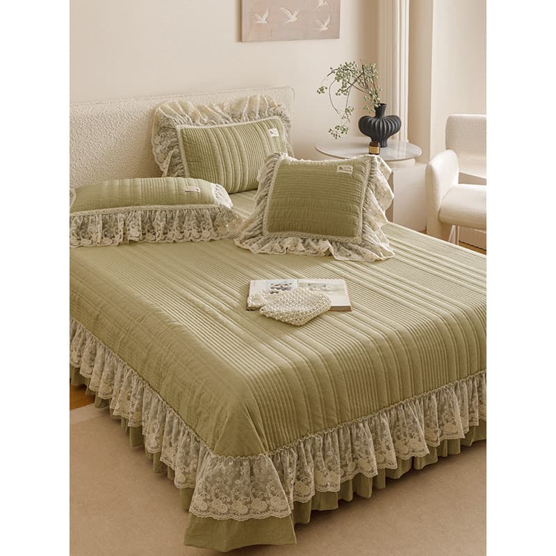 Colcha tingida de fio de algodão estilo princesa, peça única, saia de cama de renda, estilo puro, algodão, Tatami, lenço