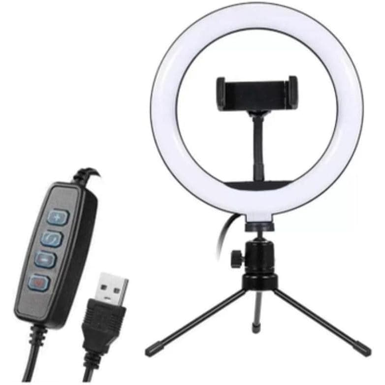 RING LIGHT ILUMINADOR 8 POLEGADAS 16CM DE MESA COM TRIPÉ E SUPORTE MAQUIAGEM SELFIE
