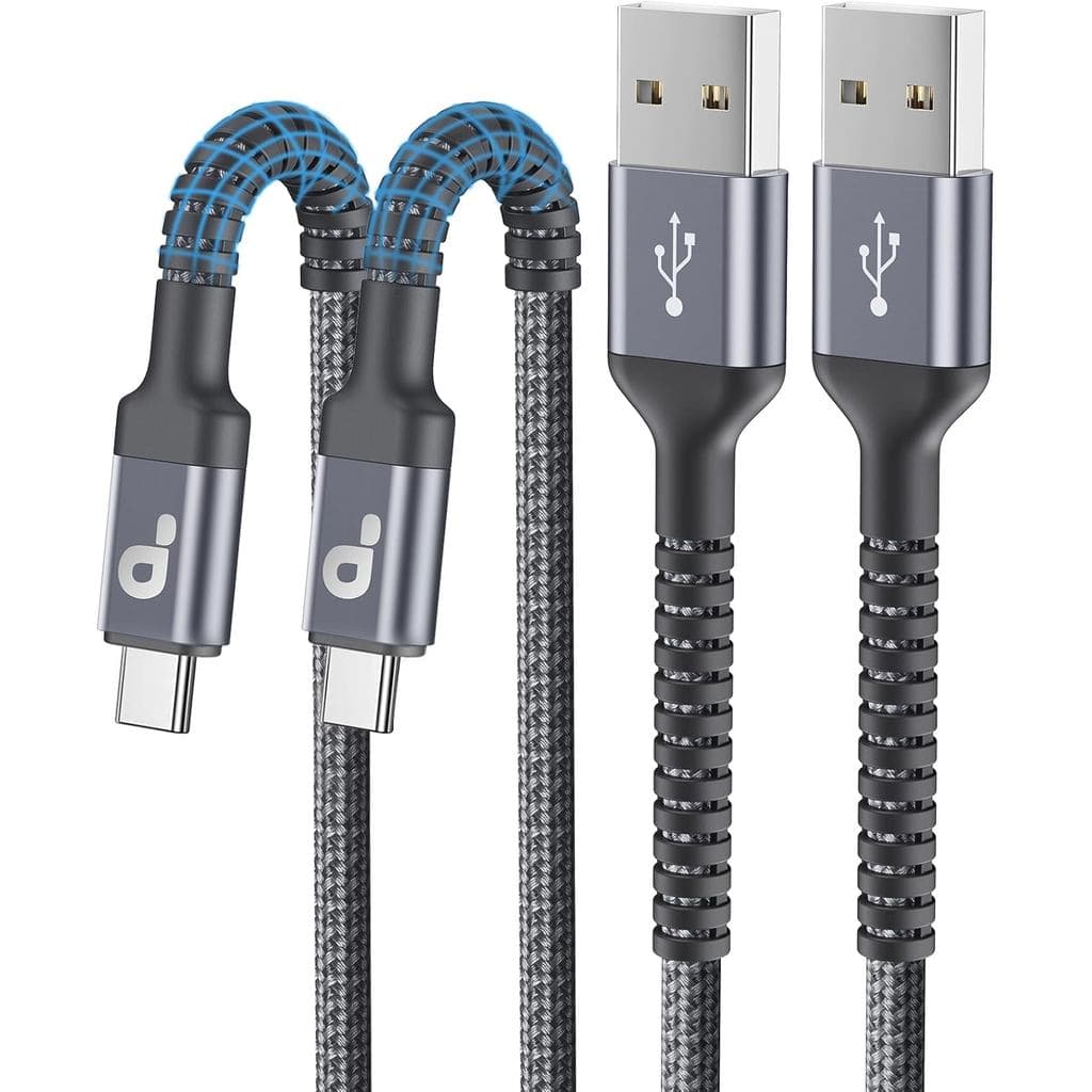 Cabo USB para USB C 3A de Carregamento Rápido [Pacote com 2, 1,8m], Cabo Carregador USB A para USB C, Cabo USBC Trançado