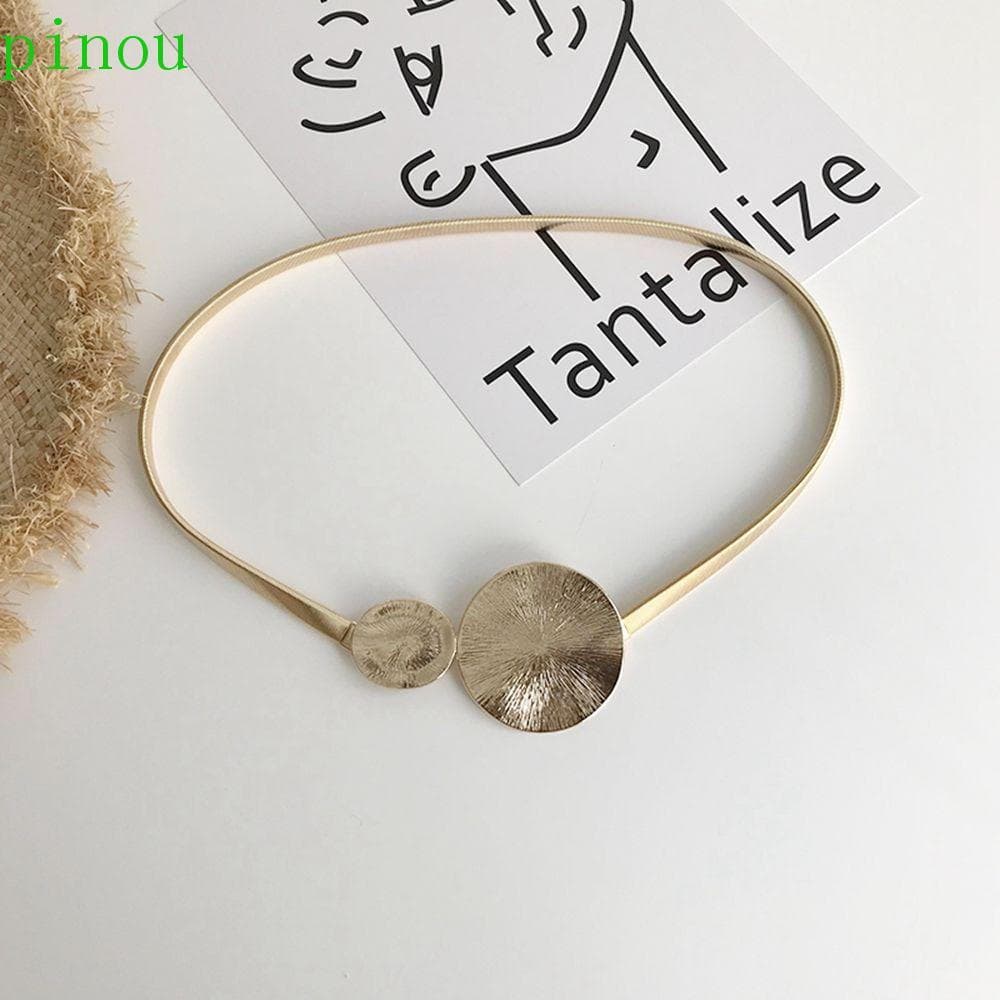 PINOU Cinto Elástico De Metal Simples Oco Personalidade Única All-match Cintura Ajustável Espartilho Cintos De Corrente
