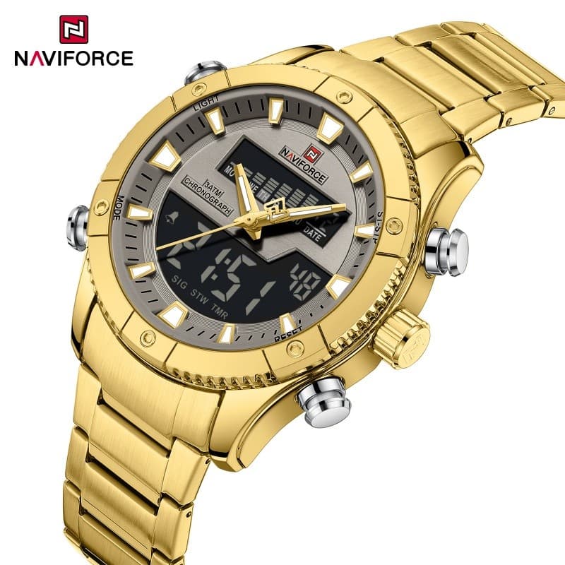 NAVIFORCE Marca Relógios Masculinos Moda Aço Inoxidável Quartzo Cronógrafo Alarme Relógio De Pulso Para Masculino Resist