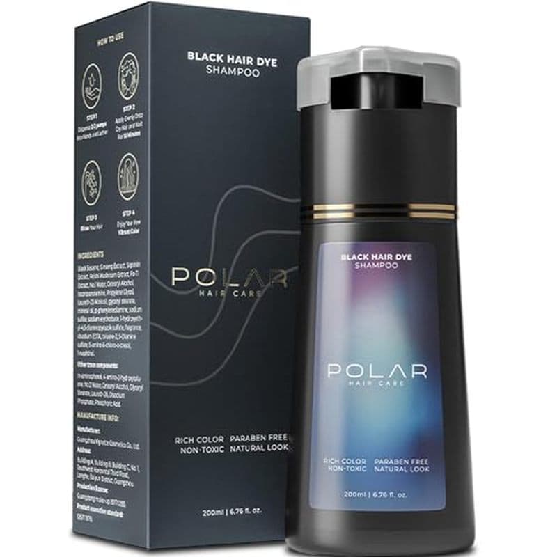 Polar Hair CARE Haircare-Shampoo De Tintura De Cabelo Para Cabelos Grisalhos Mulheres & amp ; Kit Natural Masculino (Jet