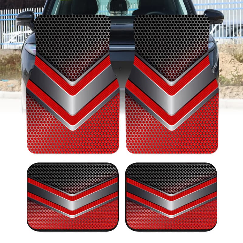 2 PCS/4 PCS Tapetes de pés de carro impressos vermelhos, almofadas de piso de poliéster duráveis, seguros e práticos, é