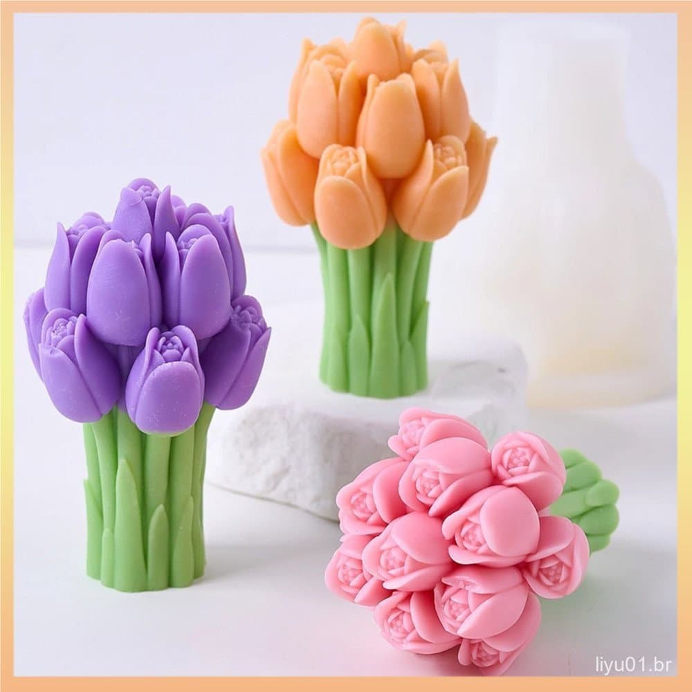 Molde De Fundição De Resina De Silicone Resistente À Temperatura Vela De Tulipa De Qualidade Alimentar Minimalista Flexí