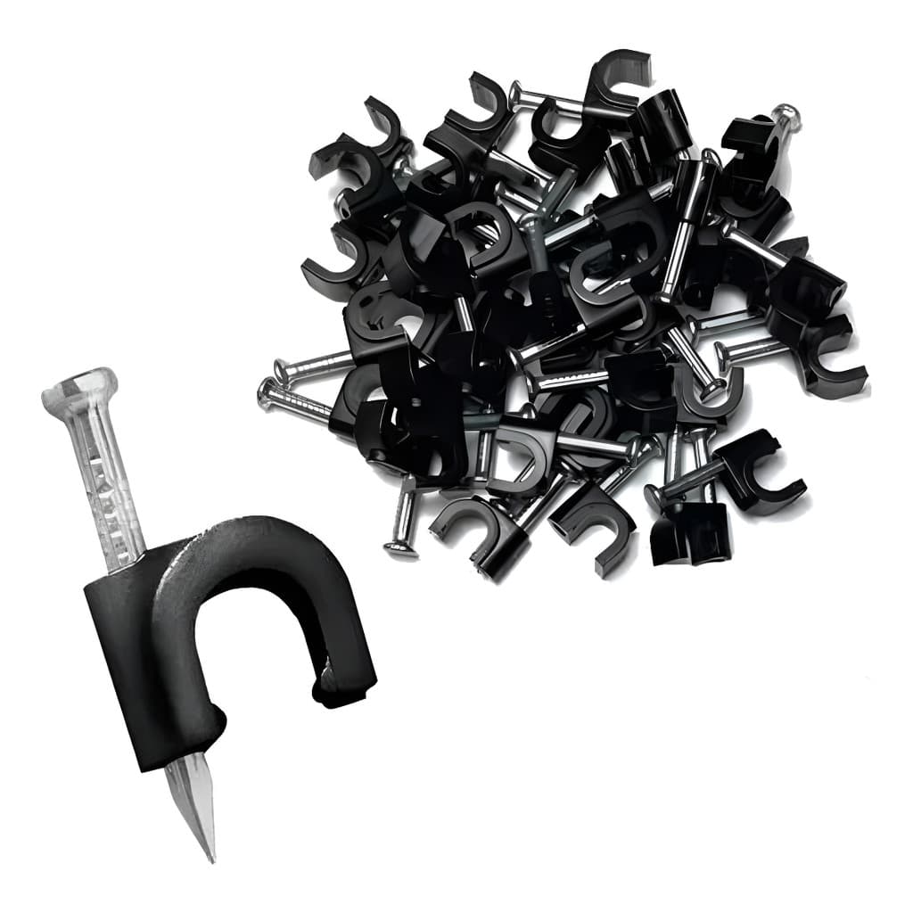 Kit 200 Fixa Cabo 8mm Para Cabo Rg6 Preto
