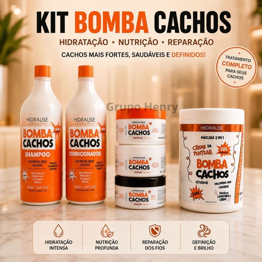Kit Completo Bomba Cachos 6 Produtos Hidralise
