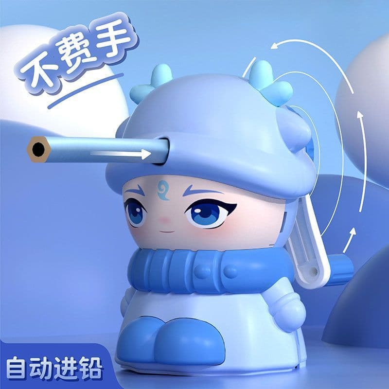 Apontador de lápis Nezha Novo estilo 3d tridimensional apontador de lápis com manivela manual Alunos do ensino fundament