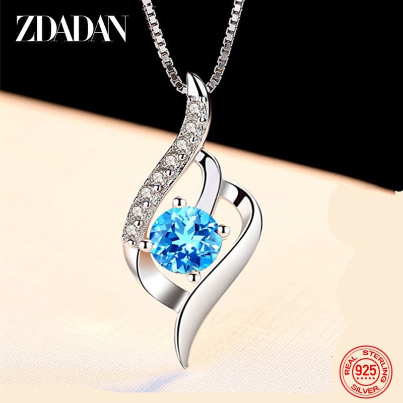 ZDADAN 925 safira prata corrente colar senhoras jóias de casamento