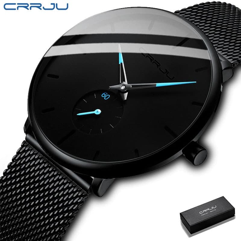 CRRJU Masculino Clássico Casual Ultrafino Impermeável Simples Moda Relógio 2150