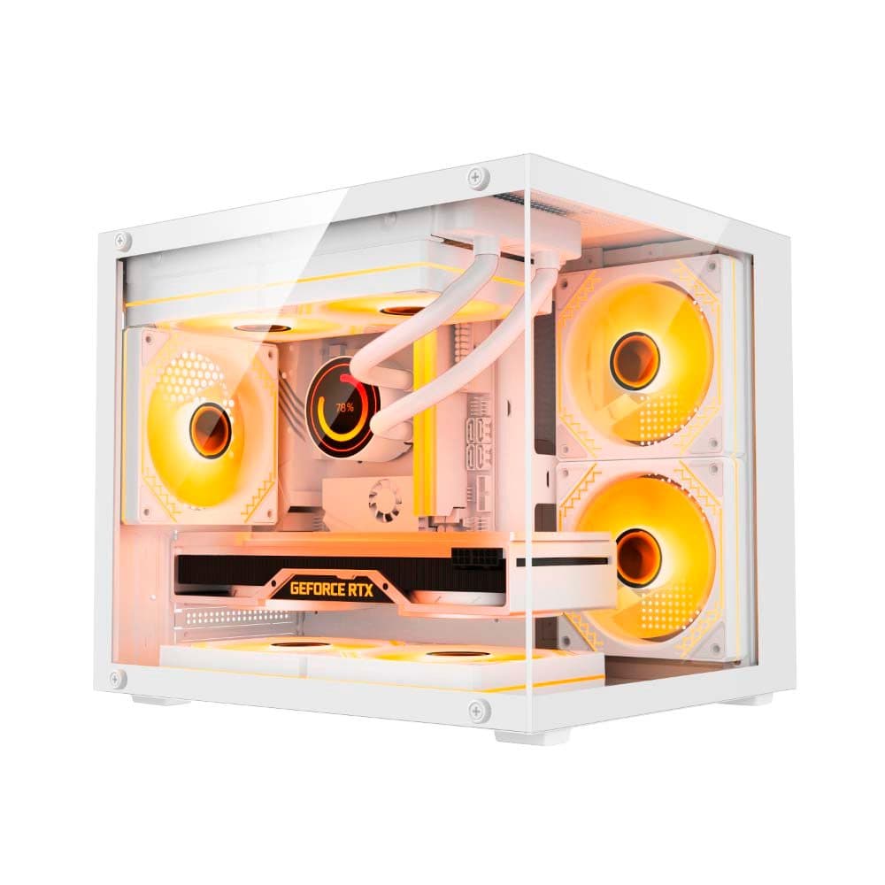 GABINETE GAMER DUEX AQUARIO, MID-TOWER, LATERAL E FRONTAL DE VIDRO, BRANCO, 3X FANS ARGB - DXGA325WH