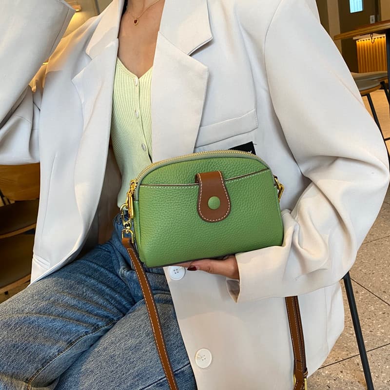 Genuíno couro genuíno bolsa feminina mensageiro pequeno saco 2024 novo estilo na moda verão moda All-Match mãe saco 2025