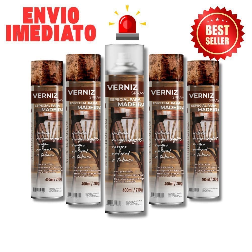 Spray Verniz Etaniz 400ml Imbuia, Mogno, Natural, Tabaco e Mogno Inglês Envio Hiper Expresso
