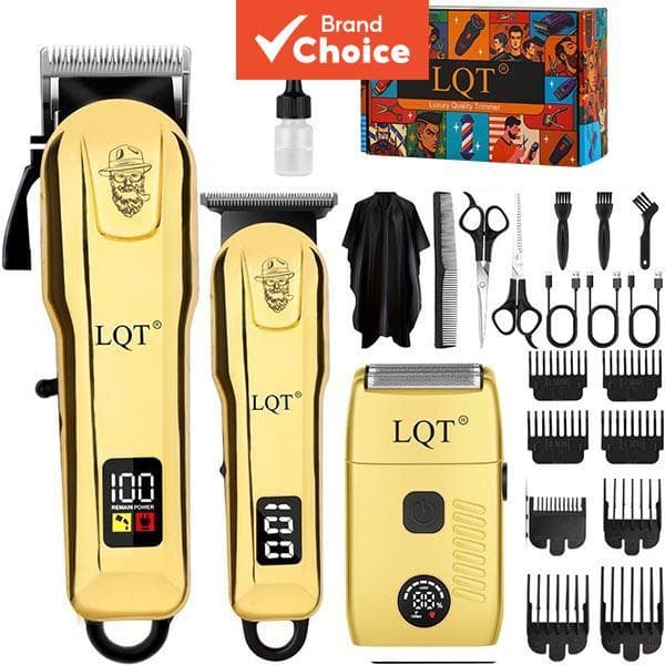 Conjunto De Máquina De Cortar Cabelo Masculina De 3 Peças LQT-Aparador E Barbeador Profissional , Motor Potente Carregam