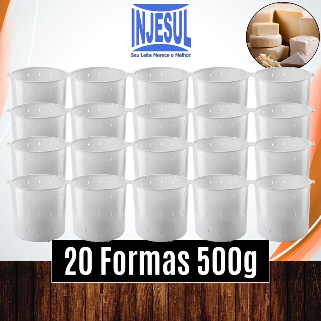 Pct 20 Unds Formas 500g (Especial e reforçada) de Queijos Minas Frescal e Ricotas - Injesul