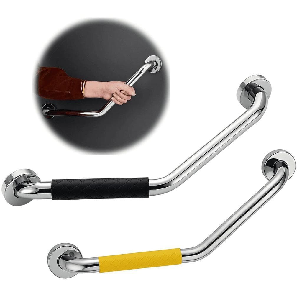 Barra de Apoio Angular Antiderrapante Inox Banheiro Acessível PCD e Idosos