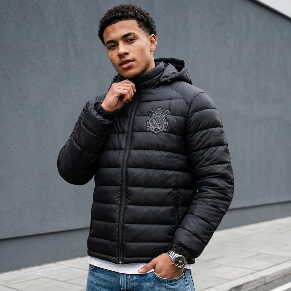 Jaqueta Puffer Corinthians Masculina Oficial Bobojaco Blusa De Frio Inverno Casaco Torcedor Licenciado
