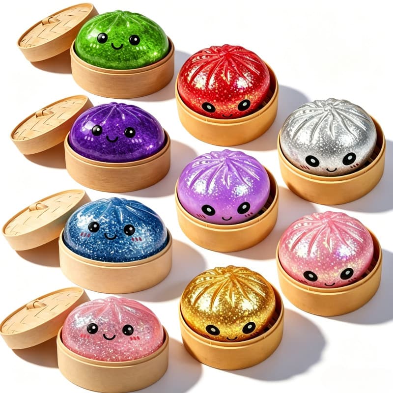 Não Tóxico BPA Livre TPR Glitter Baozi Brinquedo Mole Com Vapor Durável Lento Subindo Fidget Para Crianças Treinamento S