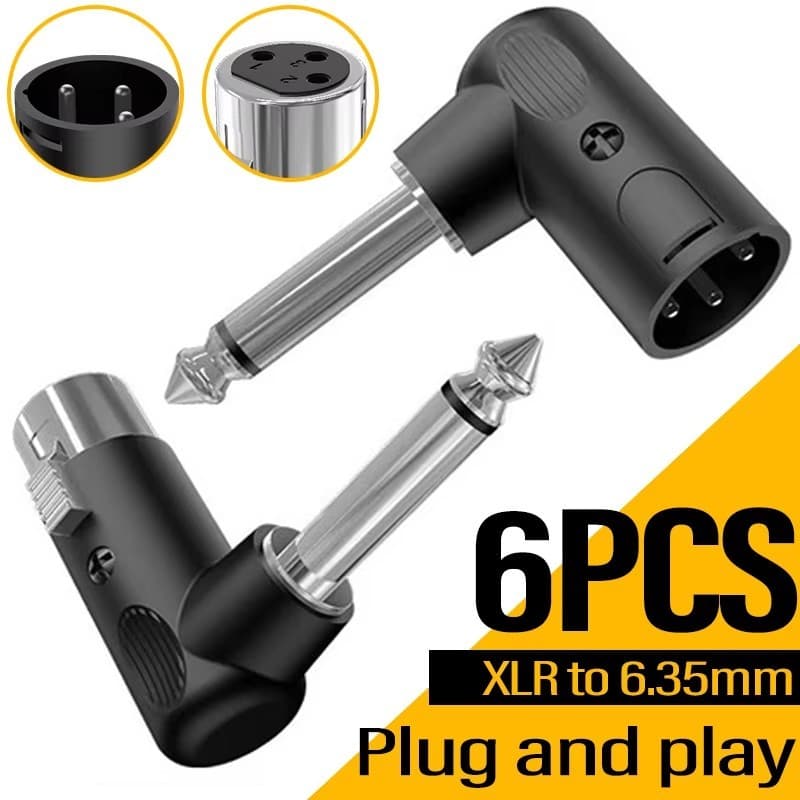 6-1Pcs Adaptador Conversor Macho Fêmea De 3 Pinos-Perfil De Interface De Áudio Balanceado Plugue XLR Para 6.35 Mm-Conect