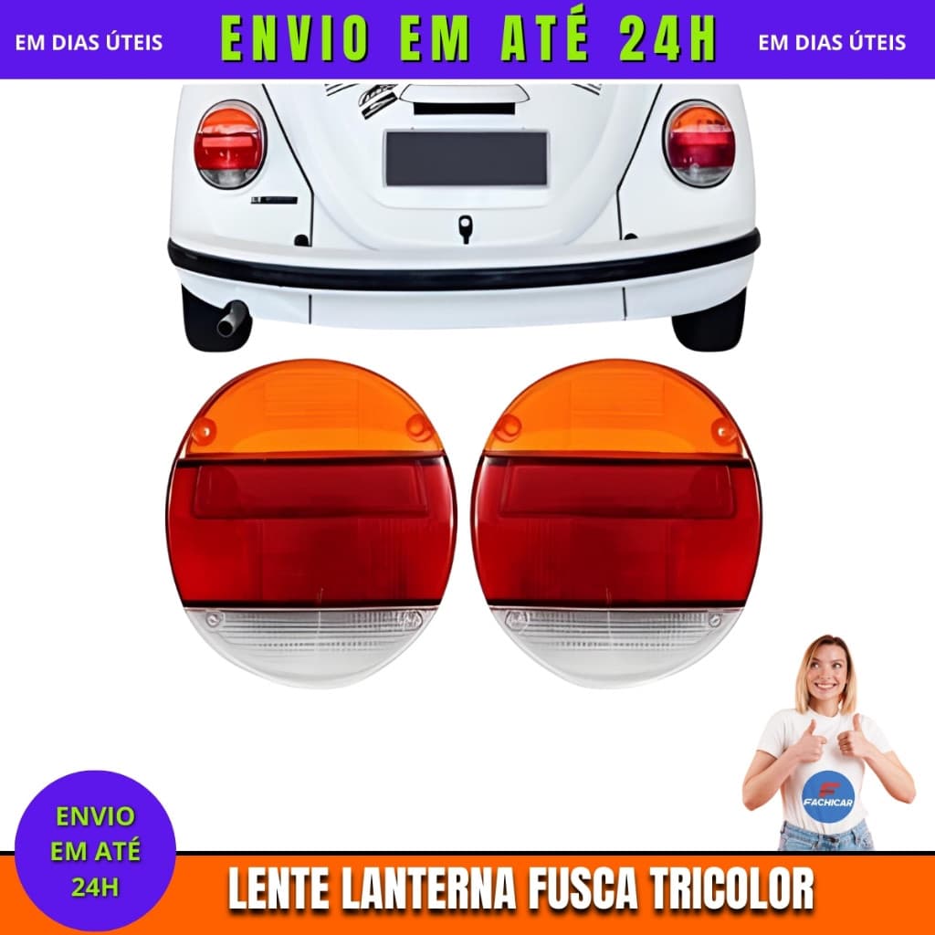 Lente Lanterna Traseira Fusca Fafa Itamar Tricolor Todos