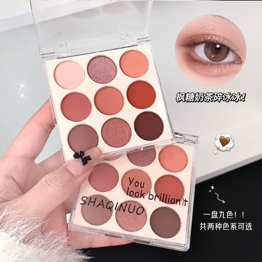 SHAQINUO paleta de sombras de nove cores, diária, Natural, fosca, cor terra, fosca, perolada, fina, piscante, uma paleta