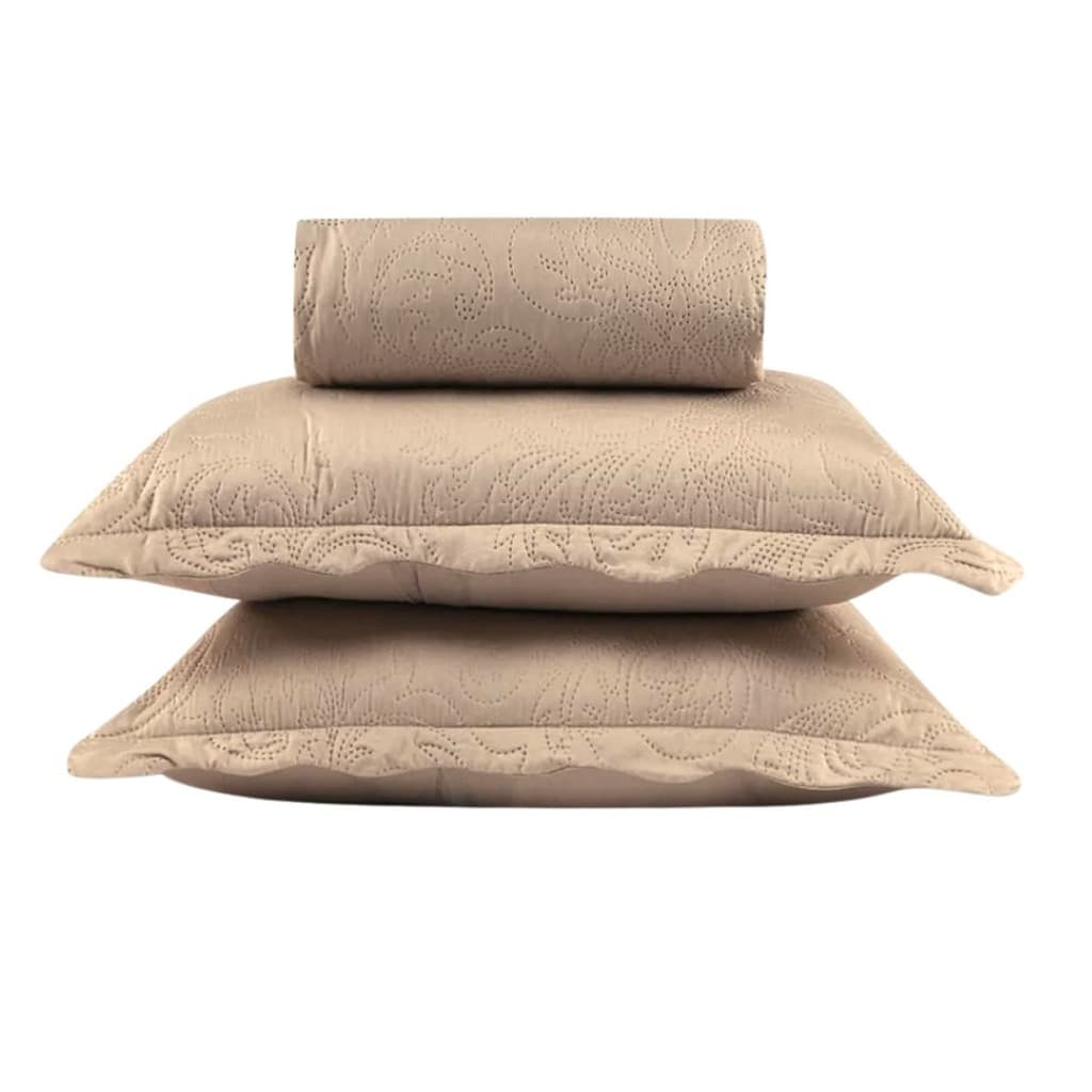 Colcha Ultrassônica - Queen Size - Classic - C/ Porta Travesseiros - Caqui - Rozac