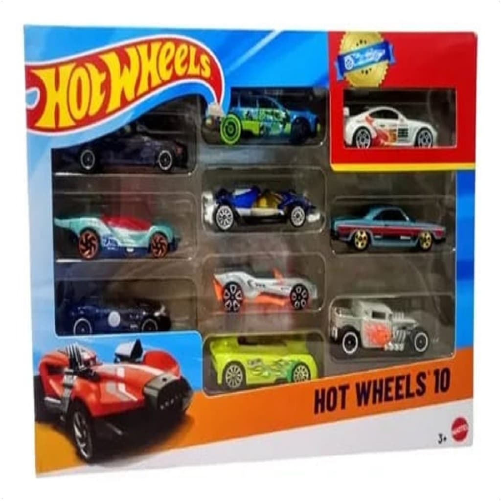 Hot Wheels Die Cast Pack Com 10 Carrinhos Sortidos Mattel
