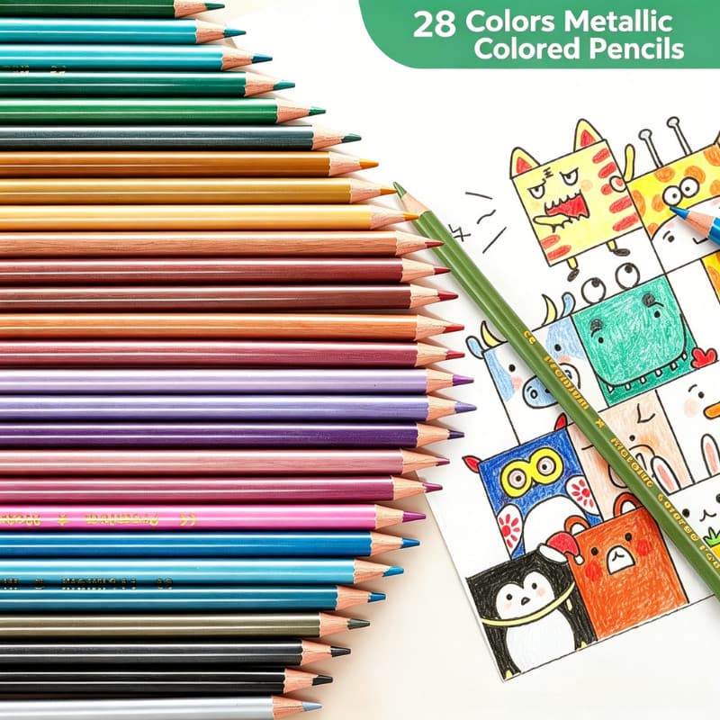 Lápis de cor metálico de 28 cores 3.0 Lápis especiais para pintura de estudantes