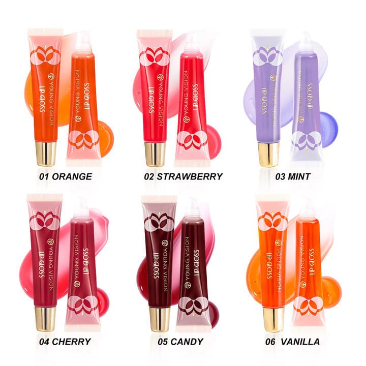 Conjunto de brilho labial de seis cores Batom com brilho labial com fragrância de frutas