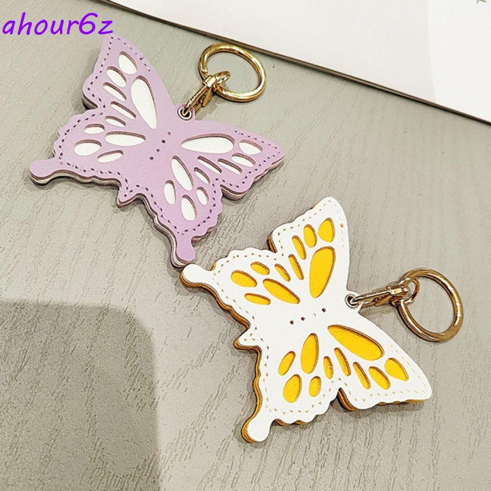 Chaveiro De Couro AHOURZ , Pingente De Borboleta Animal Flor , Criativo Removível