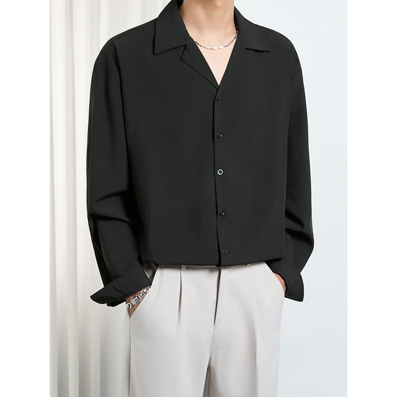 Gola cubana camisa de manga comprida das mulheres dos homens outono inverno na moda luz estilo maduro Cardigan camisa am