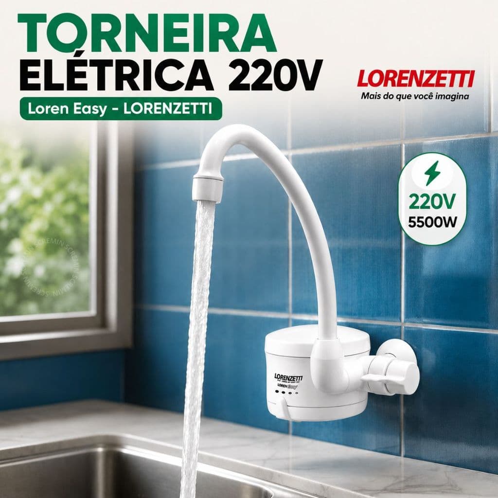 Torneira Elétrica de Parede Loren Easy 220V Lorenzetti - Água Quente com Patricidade