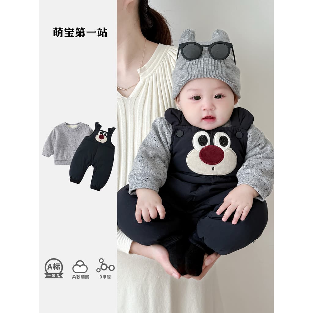 Roupas de bebê outono inverno bebê menino velo quente terno pequeno mês idade bonito Super bonito dividir roupas de inve