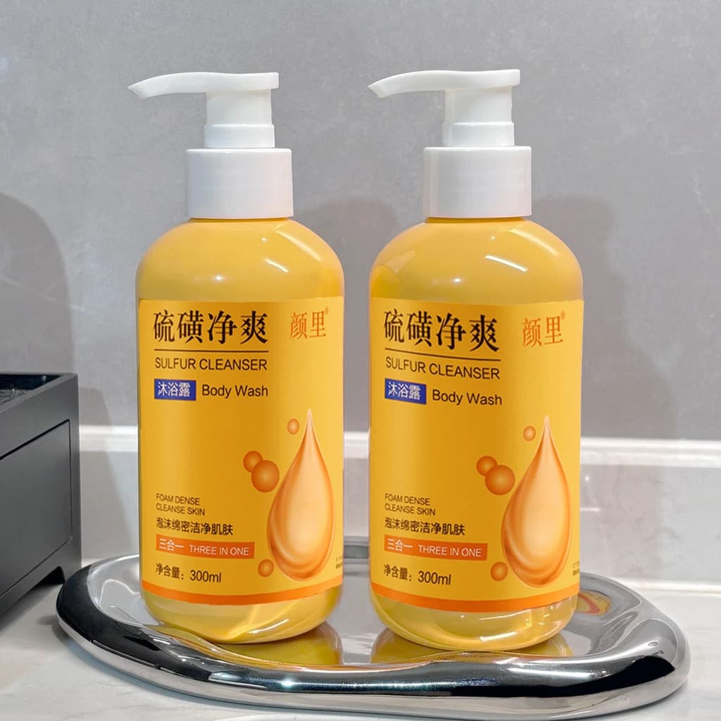 Limpeza de enxofre de corpo inteiro disponível em quatro estações, Gel de banho para lavagem facial, Shampoo, banho três