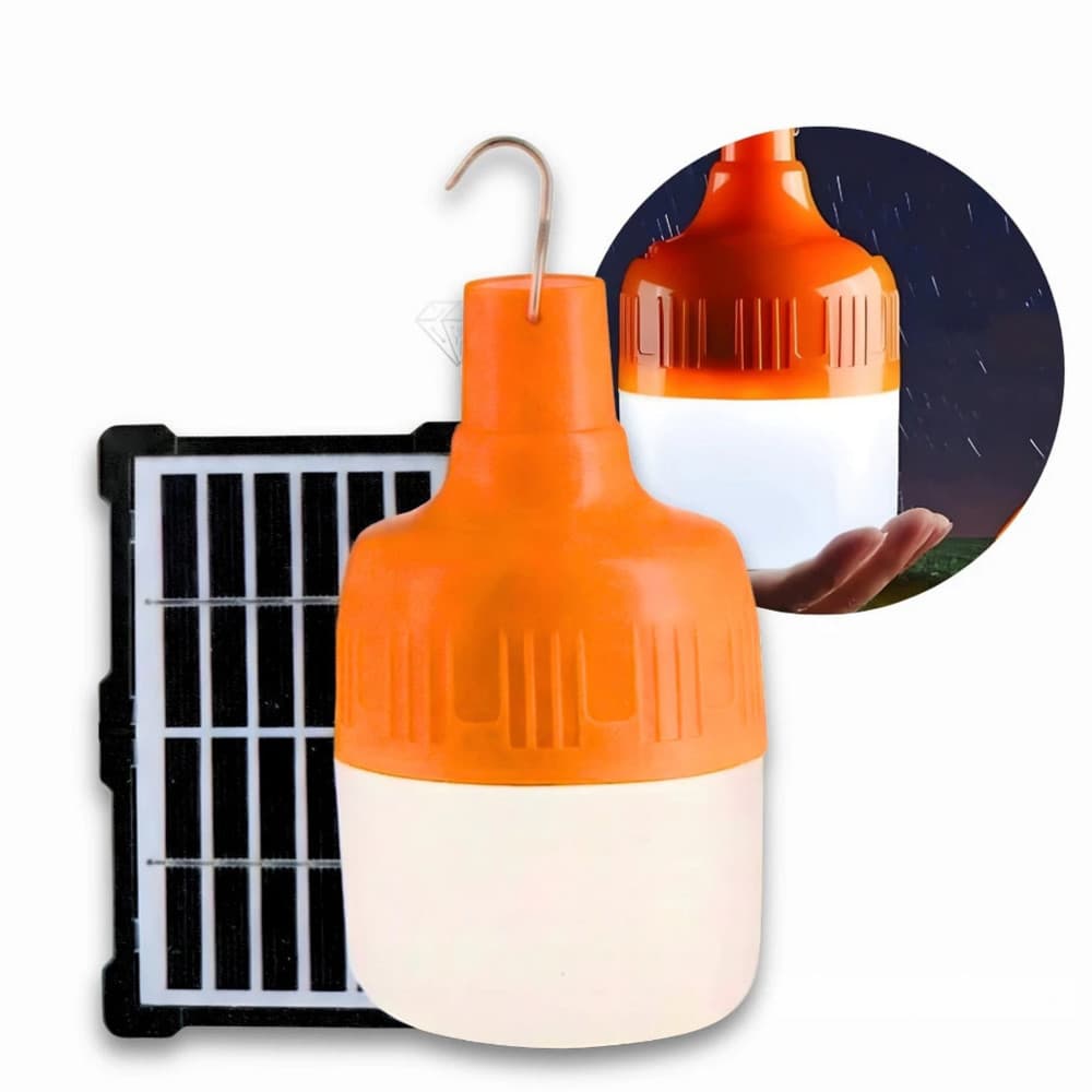Lâmpada Solar LED Portátil Recarregável com Painel Solar e Gancho