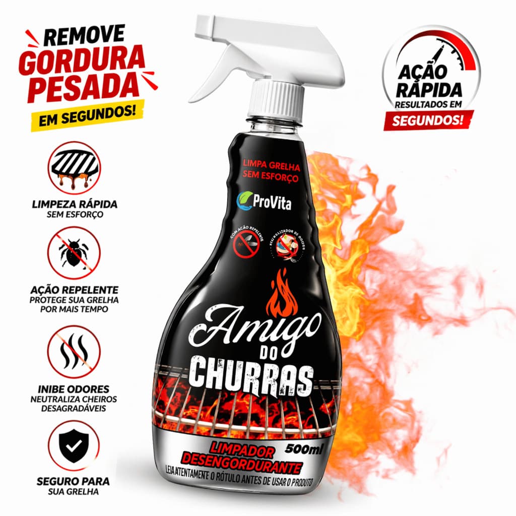 Limpa Grelha Churras Desengordurante Churrasqueira Spray Limpeza Fogão Grill Forno Coifa Air Fryer