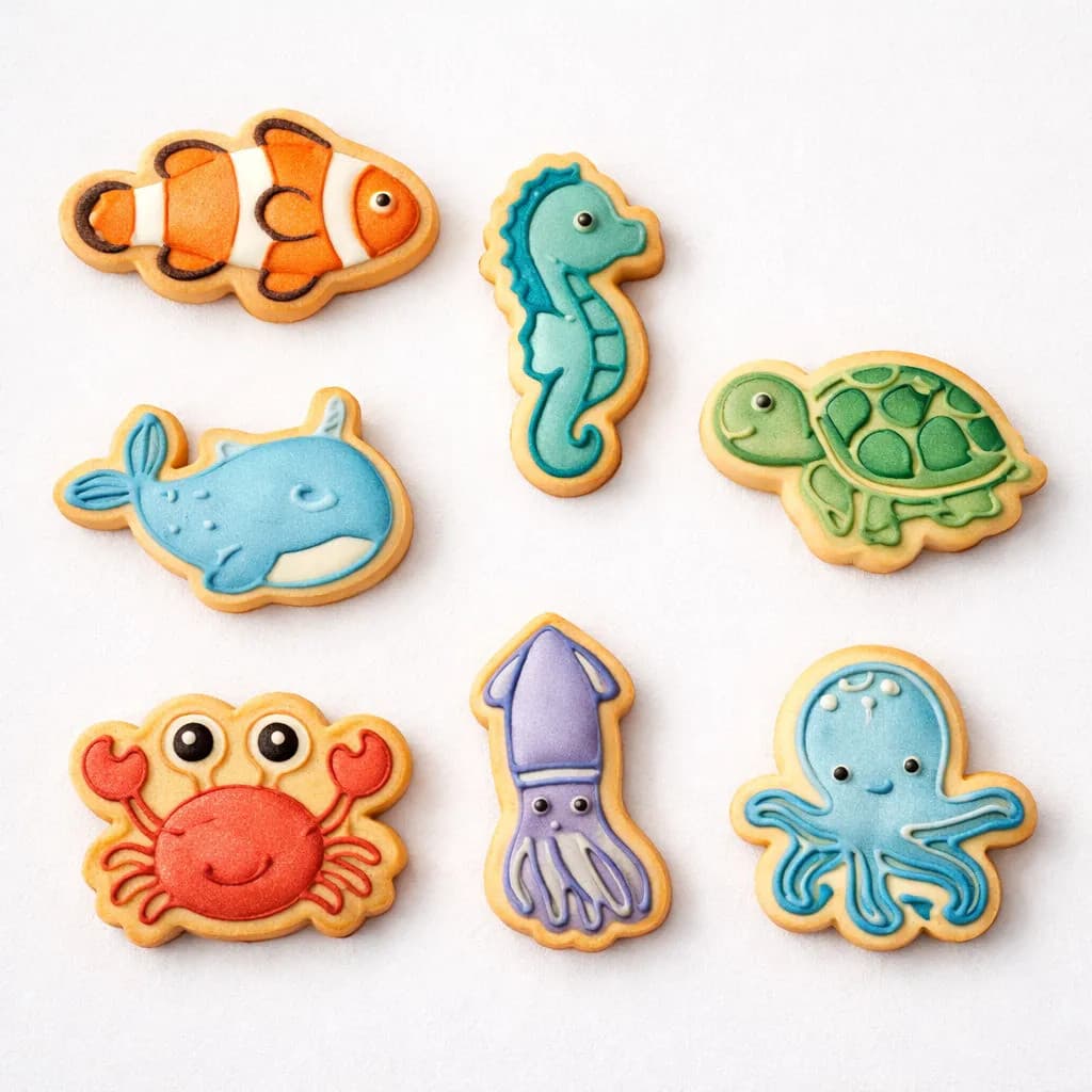 Cortador de Biscoito Animais Marinhos Kit 7 Modelos para Confeitaria