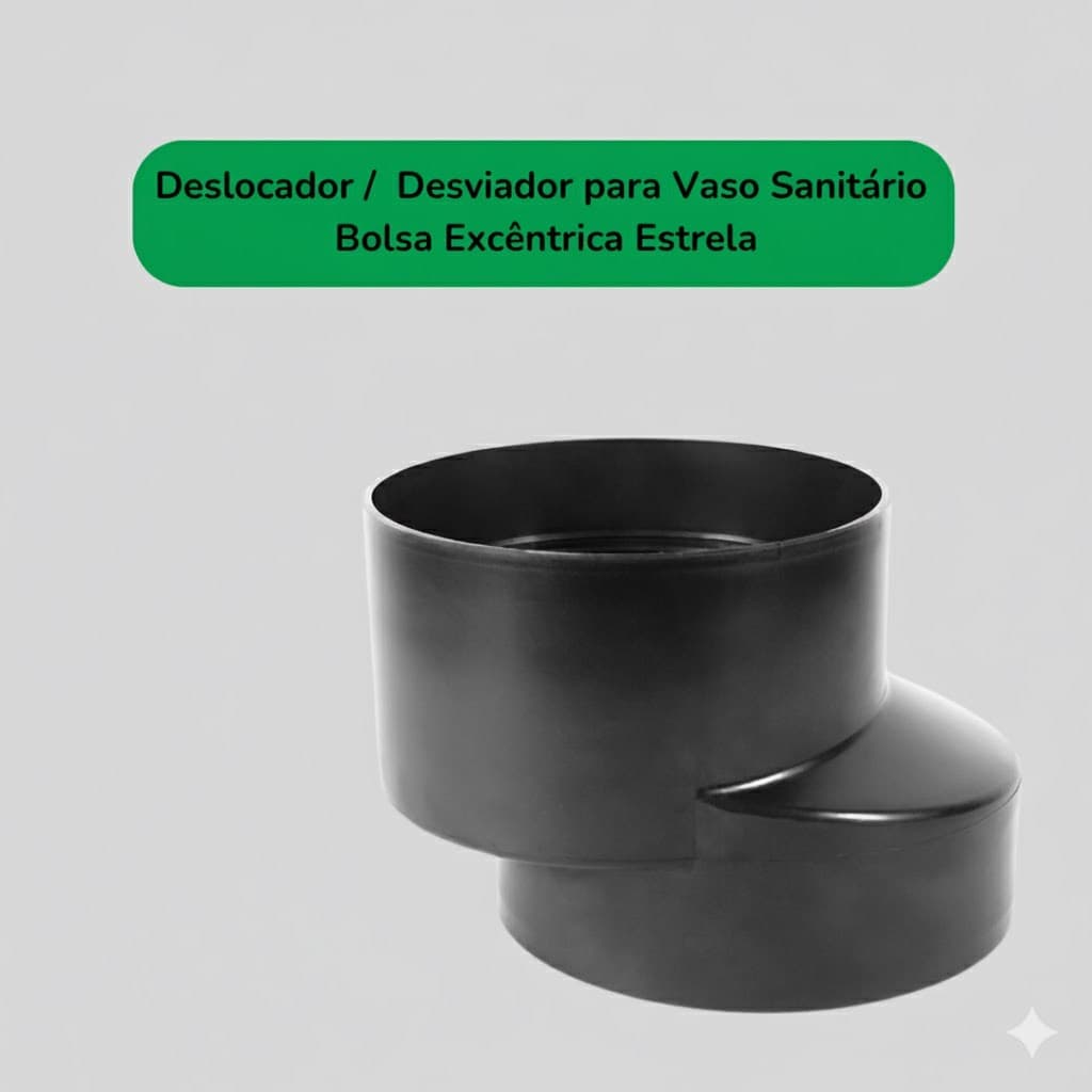 Deslocador de Vaso Sanitário Adaptador de Desvio Bolsa Excêntrica pra Sanitário Preto 100mm DEPLASTI
