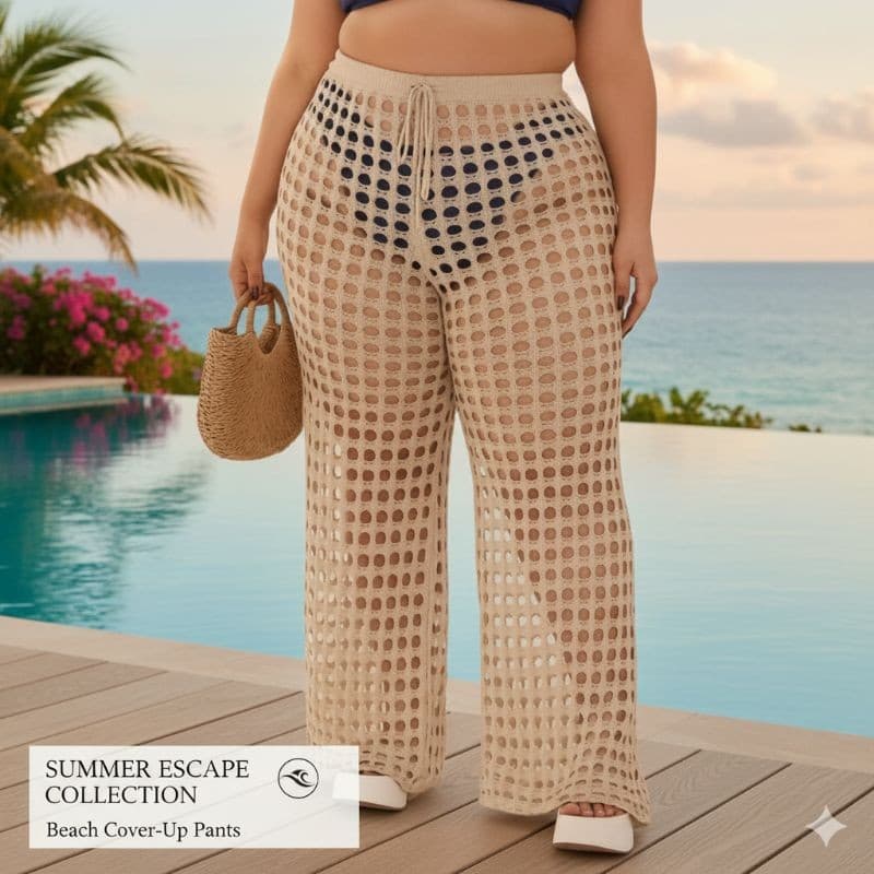 CALÇA RENDADA SAIDA DE PRAIA TRICOT VERAO PLUS SIZE