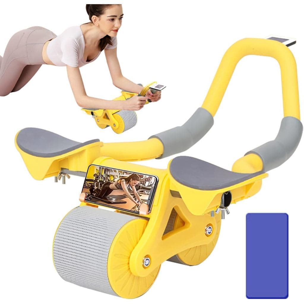 Roda automática de recuperação de barriga com temporizador e almofada de suporte, adequada para iniciantes.