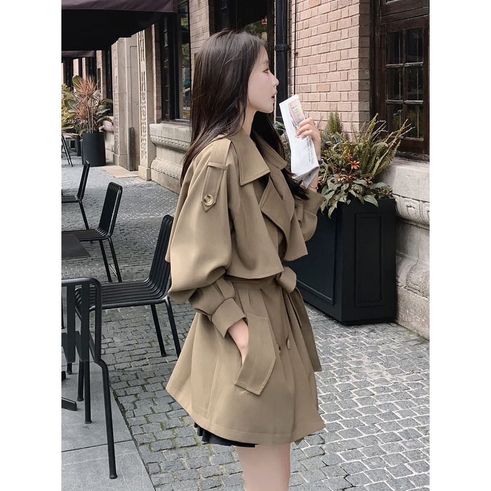 Simples estilo Casual rendas cintura estreita mais magro olhar estilo coreano cor sólida atmosfera de comprimento médio